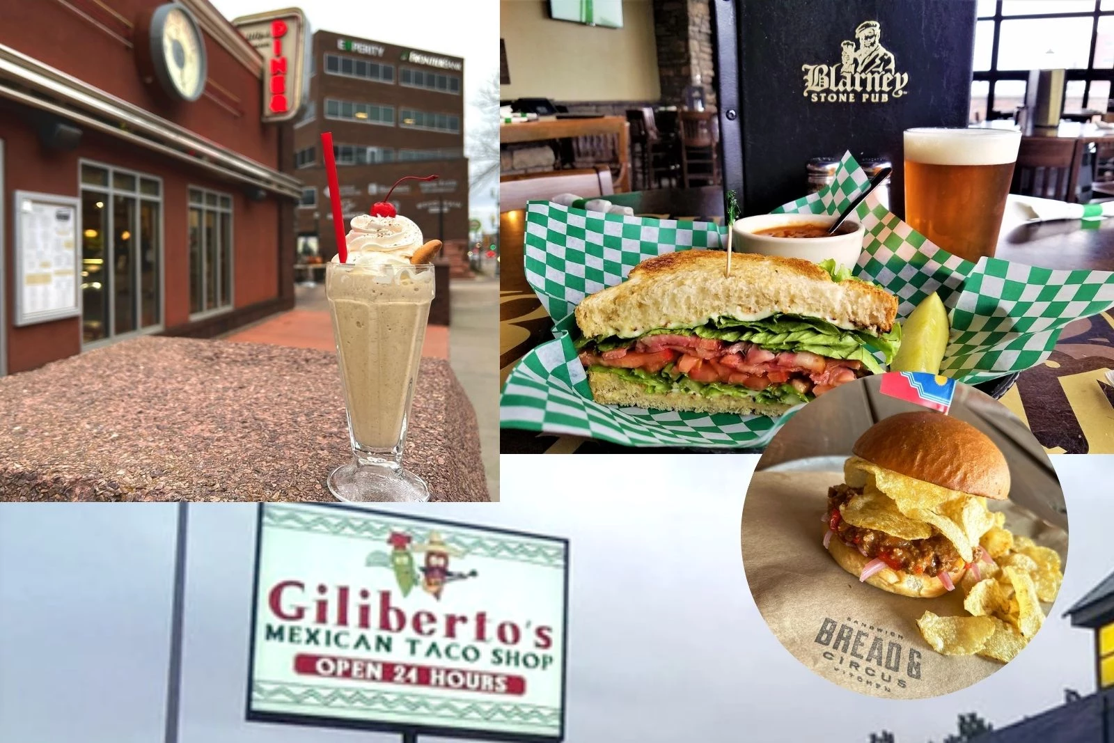 Blarney Stone - Sioux Falls (via Facebook), The Phillips Avenue Diner (via Facebook), Giliberto's no. 1 Minnesota ave. (via Facebook), Bread & Circus Sandwich Kitchen (via Facebook), Canva
